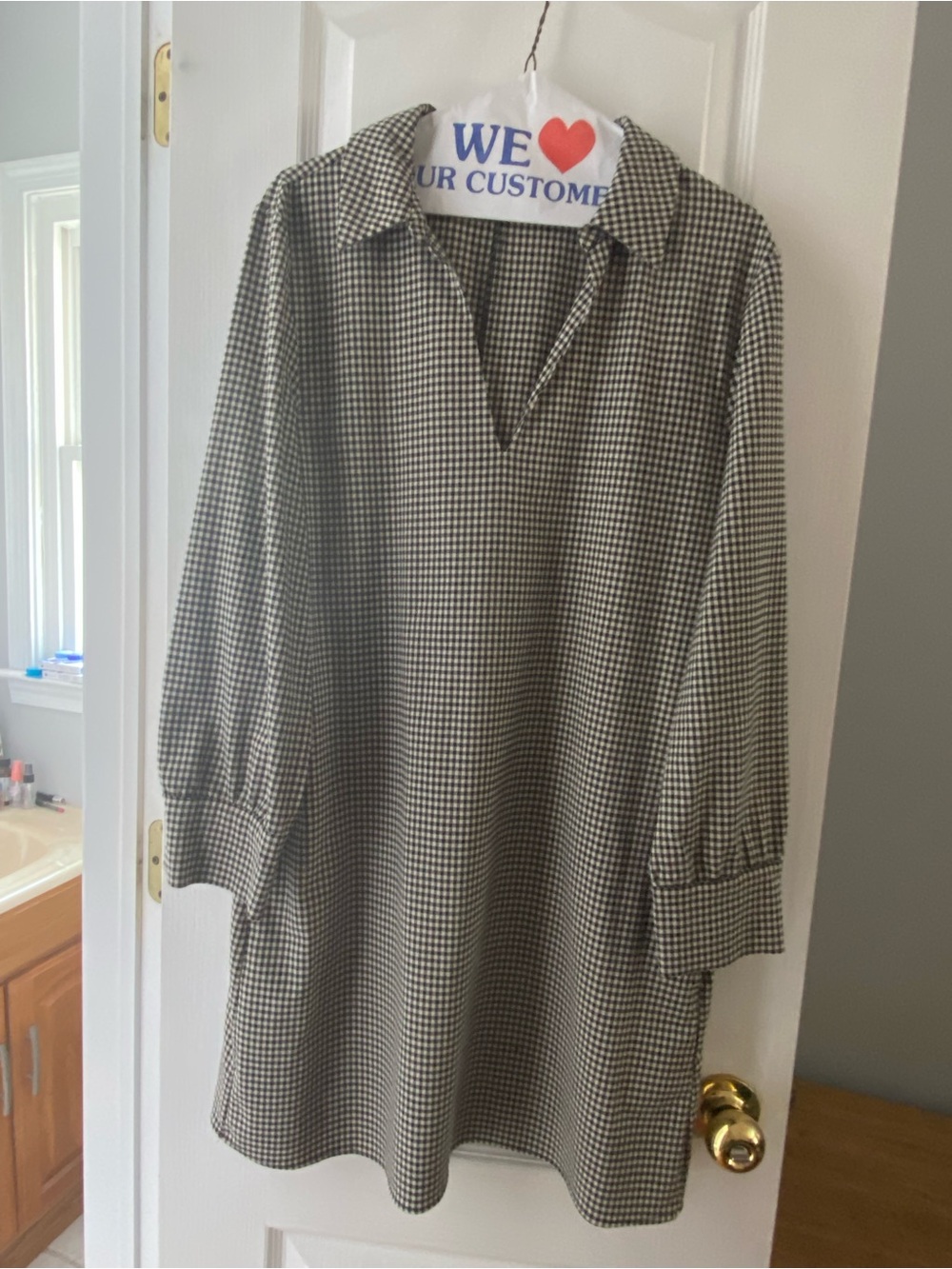 Zara Black and White Gingham Button-Down Tunic